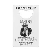 グルームスマン花婿介添人プロポーザルアンクルサム私が欲しい クレジットカード栓抜き (裏面)