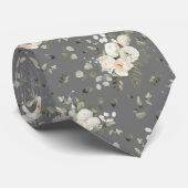 グルームズホワ結婚イトのフローラブーケオングレー ネクタイ (ロール)