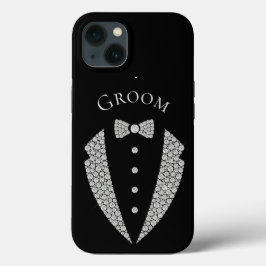 グルームタキシードシルバータイポグラフィブ結婚ラックズ iPhone 13ケース