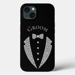 グルームタキシードシルバータイポグラフィブ結婚ラックズ iPhone 13ケース