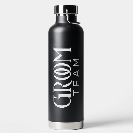 グルームチームの好意白黒タイポグラフィ ウォーターボトル (左面)