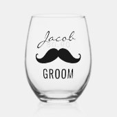 グルームネーム結婚Mustacheの日付 ステムなしワイングラス (正面)