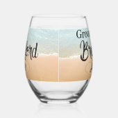 グルームパーソナライズされたビーチ結婚式ハートイン砂 ステムなしワイングラス (右)