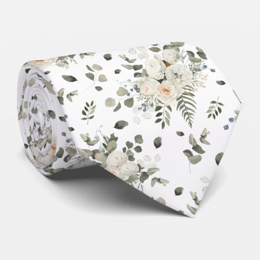 グルームホワイト結婚のフローラブーケのパターン ネクタイ (ロール)