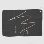 グルームモダン |ベージュ+ブラックスクリプト ゴルフタオル (横)