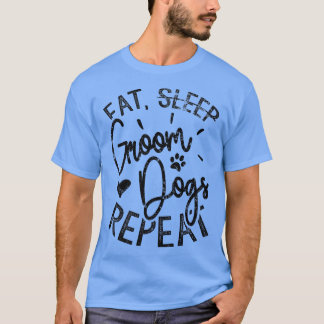 グルーム食べドッグズリピート、おもしろい犬トリマー Tシャツ