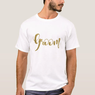 グルーム ゴールド おしゃれ モダン スクリプト 結婚式 パーティー Tシャツ
