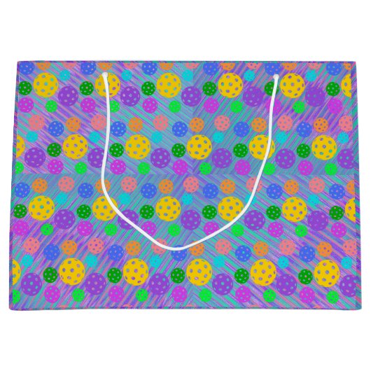 グルーヴィおもしろいピックルポップ・アートのボールアート ラージペーパーバッグ (正面)