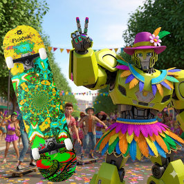 グルーヴィイエローグリーン抽象芸術未来的スパイラル スケートボード