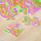 グルーヴィカラフルアシッドトリップレトロヒッパイマーブルアート ジグソーパズル (側面)