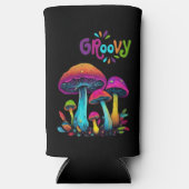 グルーヴィカラフルクサイケデリックキノコ スリム缶クーラー (正面)