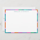 グルーヴィカラフルグリーンパープルレトロ結婚ズカスタム サンキューカード (正面)