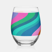 グルーヴィカラフルグリーンパープルレトロ結婚ズカスタム ステムなしワイングラス (裏面)