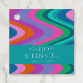 グルーヴィカラフルグリーンパープルレトロ結婚ズカスタム フェイバータグ