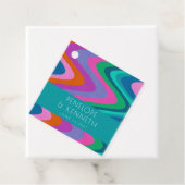 グルーヴィカラフルグリーンパープルレトロ結婚ズカスタム フェイバータグ (インサイチュ)