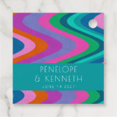 グルーヴィカラフルグリーンパープルレトロ結婚ズカスタム フェイバータグ (裏面)