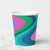 グルーヴィカラフルグリーンパープルレトロ結婚ズカスタム 紙コップ (裏面)