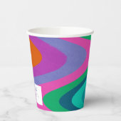 グルーヴィカラフルグリーンパープルレトロ結婚ズカスタム 紙コップ (左)