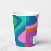 グルーヴィカラフルグリーンパープルレトロ結婚ズカスタム 紙コップ (右)