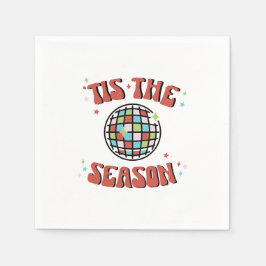 グルーヴィカラフルレトロディスコクリスマスパーティー紙 スタンダードカクテルナプキン