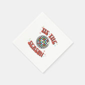 グルーヴィカラフルレトロディスコクリスマスパーティー紙 スタンダードカクテルナプキン (角)