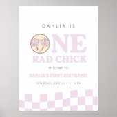 グルーヴィガールハ市松模様にッピー顔 |ウェルカムサイン ポスター (正面)