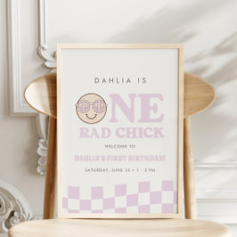 グルーヴィガールハ市松模様にッピー顔 |ウェルカムサイン ポスター