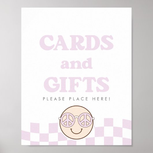 グルーヴィガールハ市松模様にッピー顔 |カード+ギフト ポスター (正面)