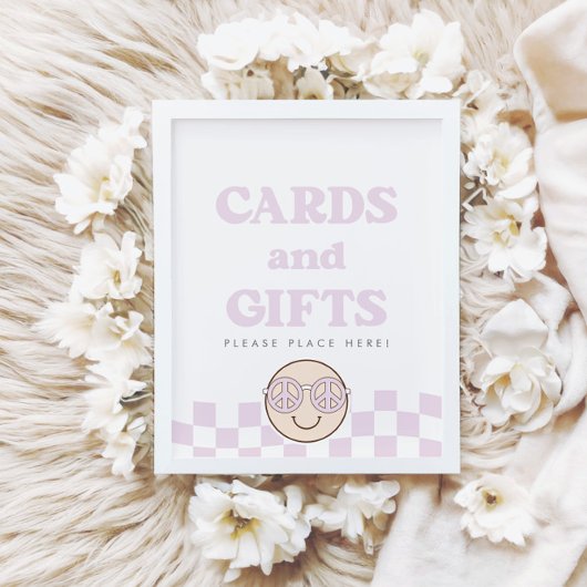 グルーヴィガールハ市松模様にッピー顔 |カード+ギフト ポスター