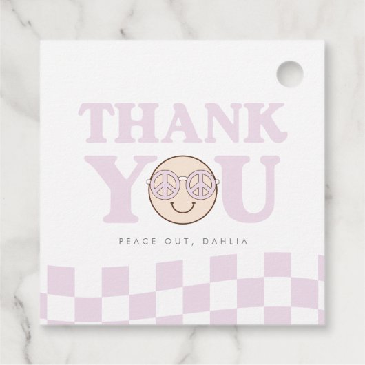 グルーヴィガールハ市松模様にッピー顔 |誕生日 フェイバータグ (裏面)