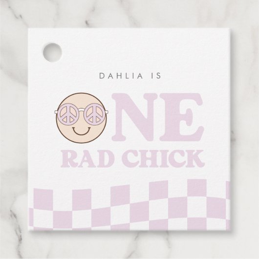 グルーヴィガールハ市松模様にッピー顔 |誕生日 フェイバータグ (正面)