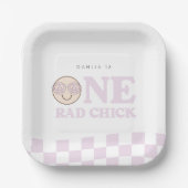 グルーヴィガールハ市松模様にッピー顔 |誕生日 ペーパープレート (正面)