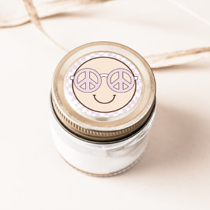 グルーヴィガールハ市松模様にッピー顔  誕生日 ラウンドシール