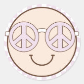 グルーヴィガールハ市松模様にッピー顔 |誕生日 ラウンドシール (正面)