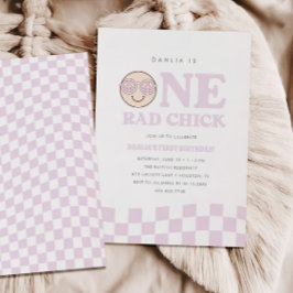 グルーヴィガールハ市松模様にッピー顔 |誕生日 招待状