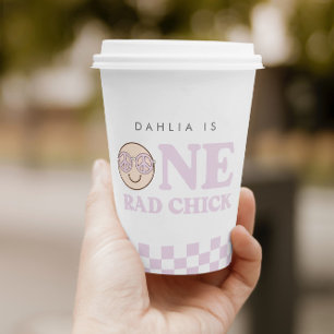 グルーヴィガールハ市松模様にッピー顔  誕生日 紙コップ