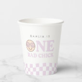 グルーヴィガールハ市松模様にッピー顔 |誕生日 紙コップ (正面)