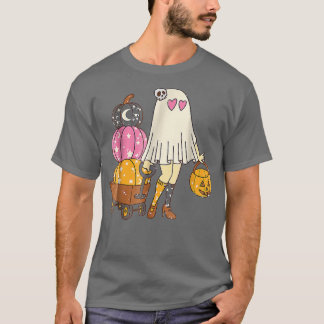 グルーヴィキュート幽霊ガールズカボチャ不気味ヒッパイホール Tシャツ
