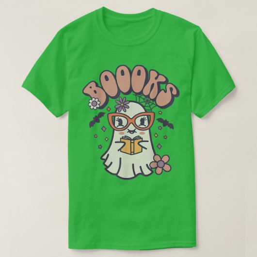 グルーヴィキュート幽霊ブック読ズハロウィン先生T Tシャツ (デザイン正面)