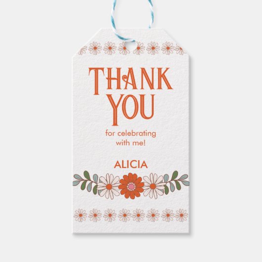 グルーヴィクラシックデイジーヒッパイフローラリーフサンキュー ギフトタグ (正面)