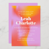 グルーヴィグラディエントラベンダーオレンジクールバルミツワー 招待状 (正面/裏面)