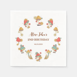 グルーヴィサイケデリックキノコ子供の誕生日 スタンダードカクテルナプキン