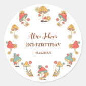 グルーヴィサイケデリックキノコ子供の誕生日 ラウンドシール (正面)