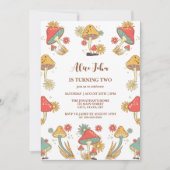 グルーヴィサイケデリックキノコ子供の誕生日 招待状 (正面)