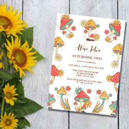 グルーヴィサイケデリックキノコ子供の誕生日 招待状