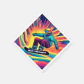 グルーヴィサイケデリックス10代の・スノーボーダー誕生日 スタンダードカクテルナプキン (角)