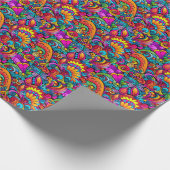 グルーヴィサイケデリックフローラ ラッピングペーパー (角)