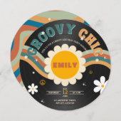 グルーヴィシックレトロビニールレコード誕生日 招待状 (正面/裏面)
