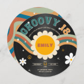 グルーヴィシックレトロビニールレコード18誕生日 招待状 (正面/裏面)