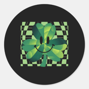 グルーヴィシャムロックスマイル顔St patricks day ラウンドシール